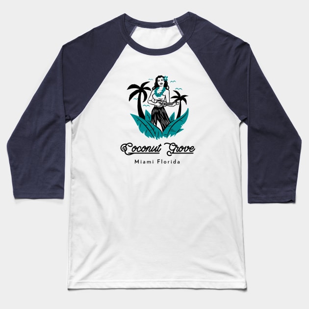 Coconut Grove Miami Florida Baseball T-Shirt by Be Yourself Tees